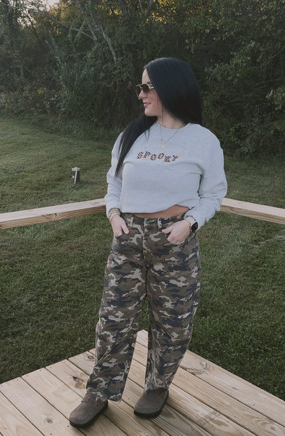 Camo Mid Waisted Barrel Leg