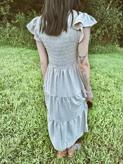 Flutter Sleeve Maxi Dress (S-3XL)