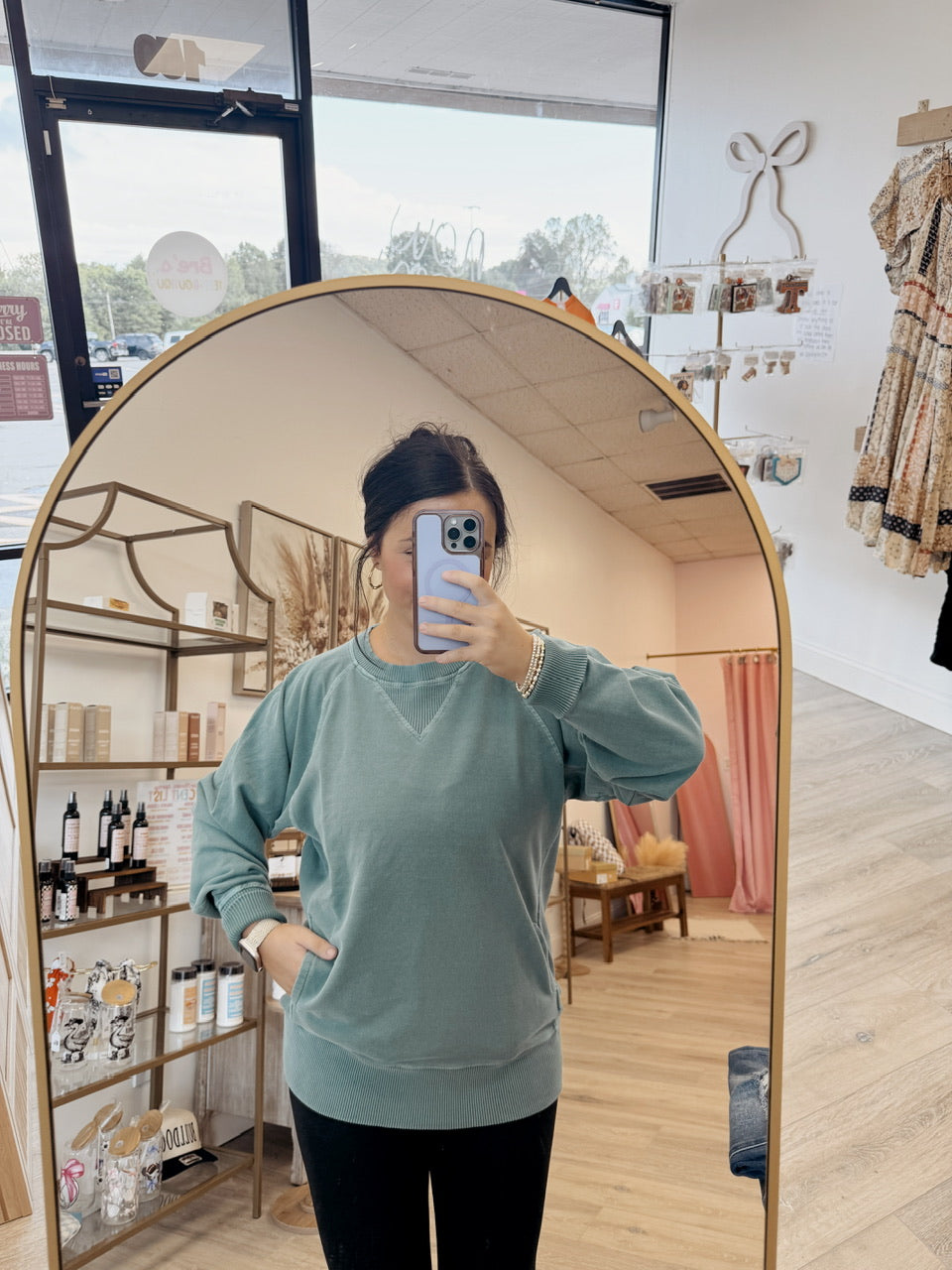 Pigment Dyed French Terry Pullover With Pockets