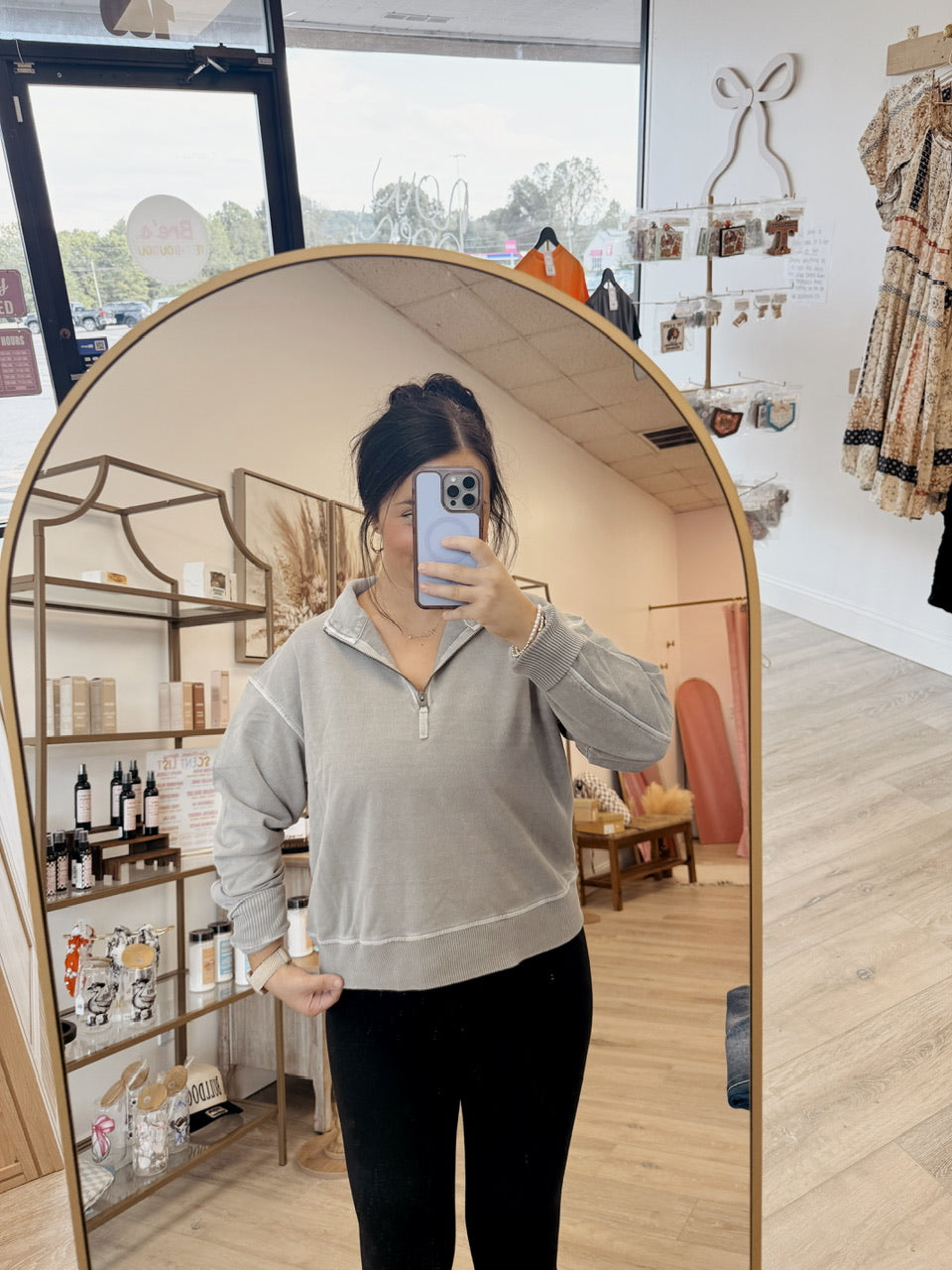 F/terry Pigment Dye & Enzyem Washed Half Zip Top