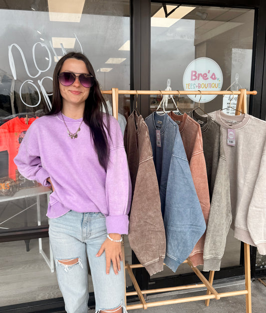 Acid Wash Oversized Fleece Pullover