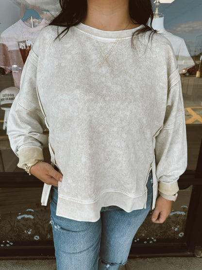 Washed Extended Shoulder Knit Top (S-3XL)