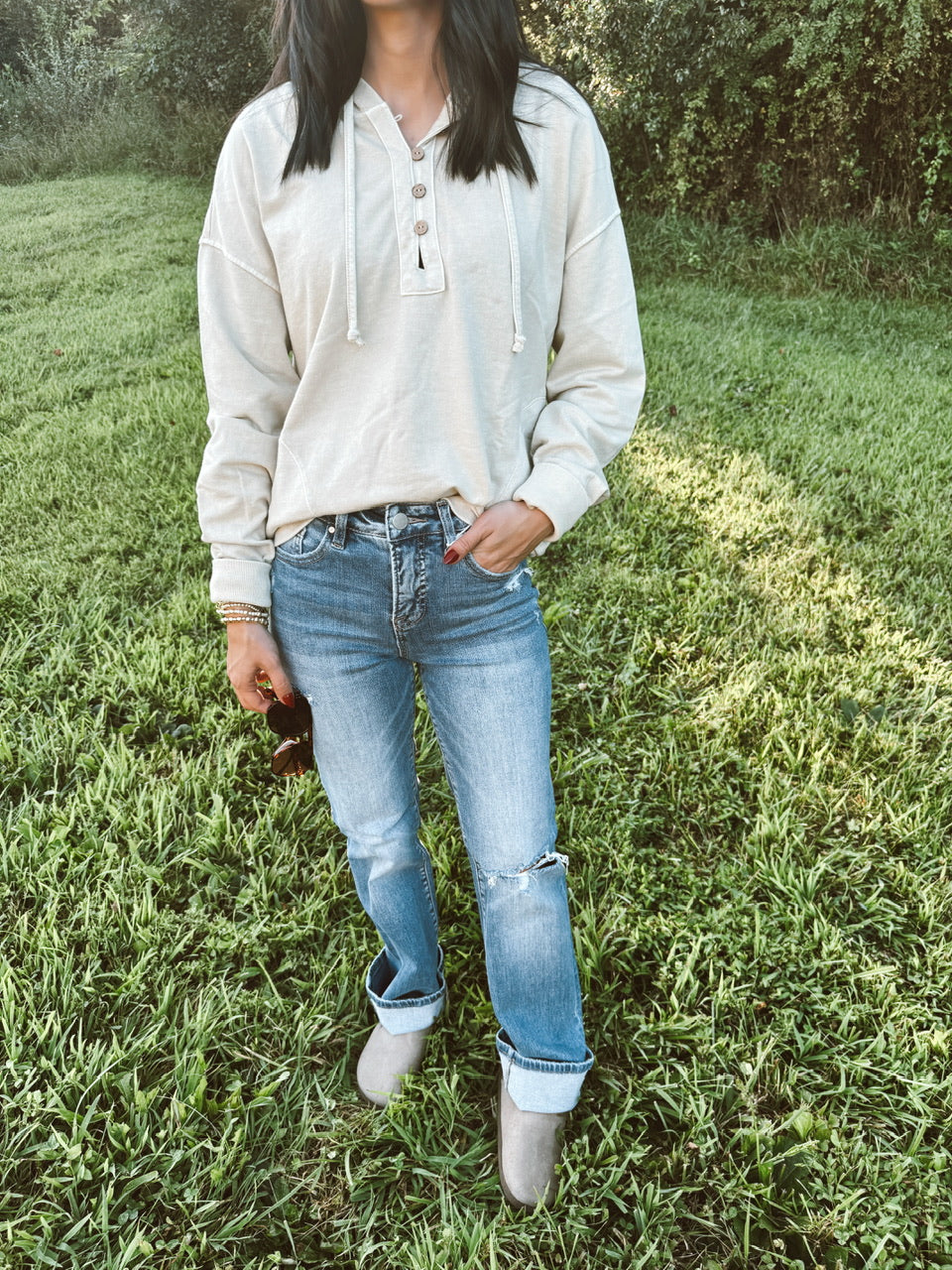 RISEN Tummy Control High Rise Straight Jeans