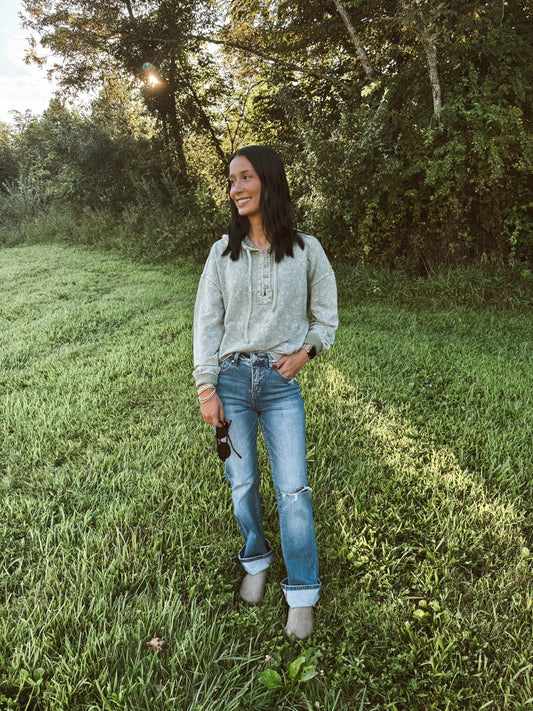 RISEN Tummy Control High Rise Straight Jeans