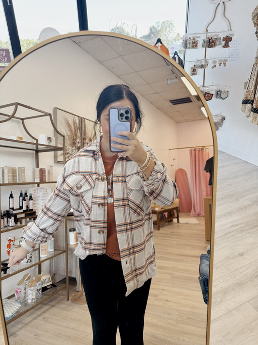 Fall Vibes Plaid Print Shacket