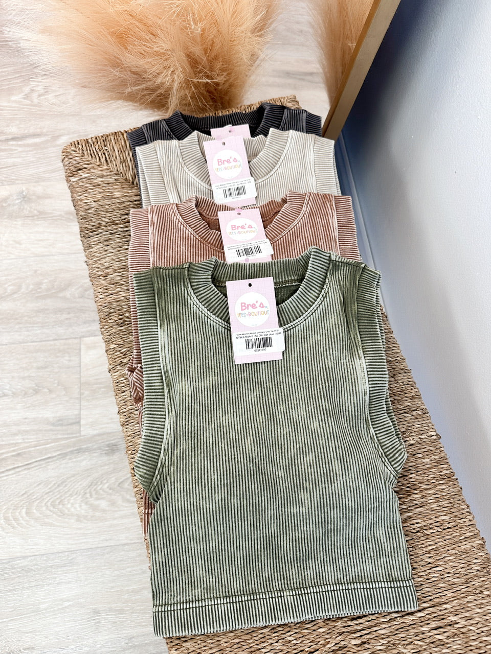 Stone Washed Ribbed Seamless Crop Top W Bra Pad