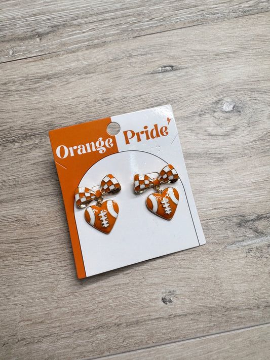 Vols Gameday Heart Football Drop Earrings