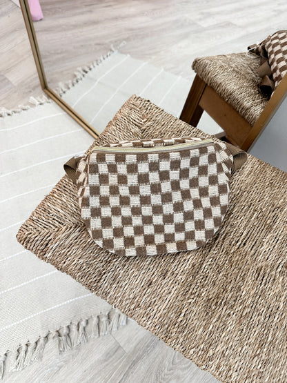 Checkered Waist Crossbody Sling Bag