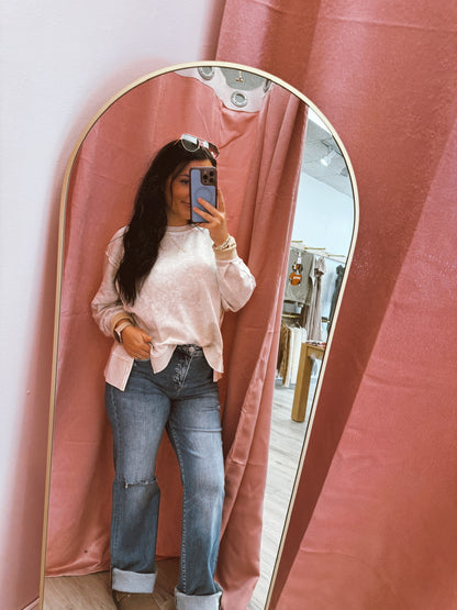 Washed Extended Shoulder Knit Top (S-3XL)