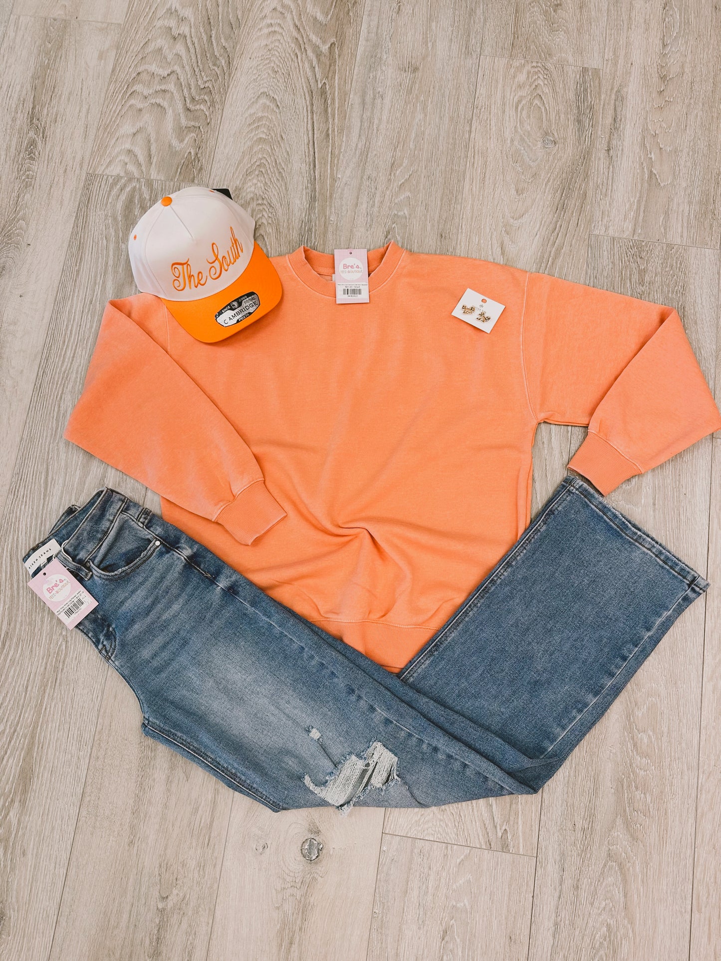 Fleece Burn-Out Oversized Crew Neck Sweatshirt
