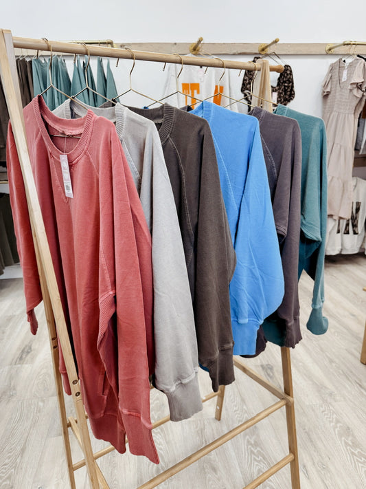 Pigment Dyed French Terry Pullover With Pockets