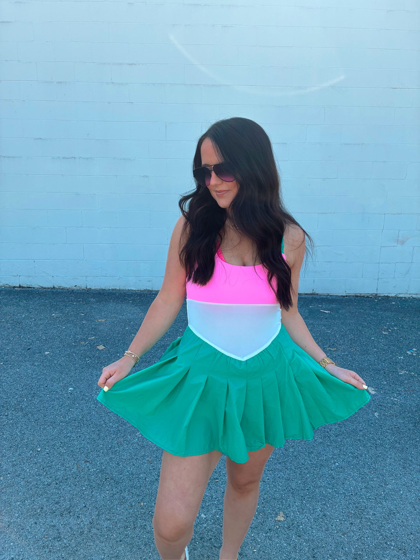 Colorblock Frill Strap Active Dress