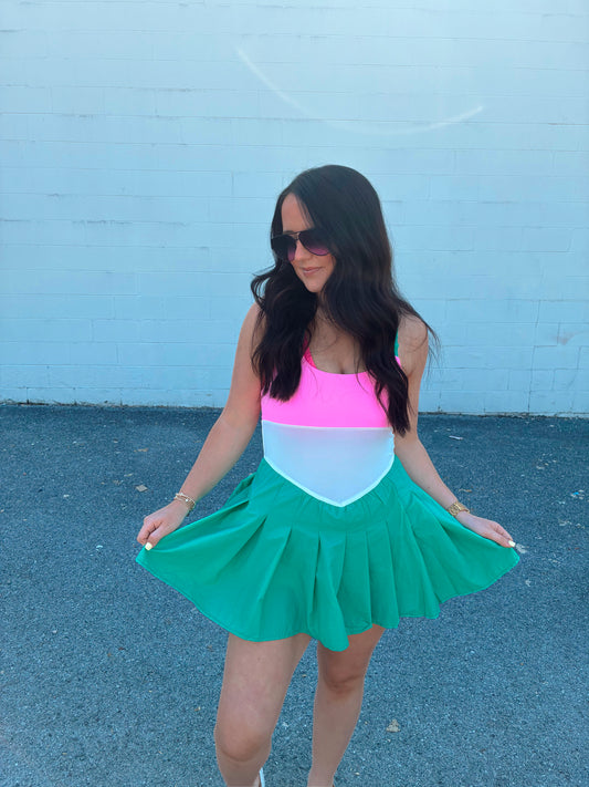 Colorblock Frill Strap Active Dress