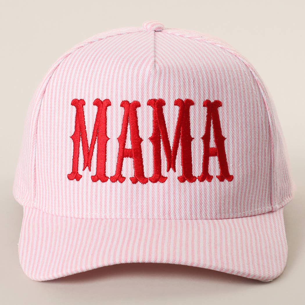 MAMA Striped Trucker Hat : PINK/RED