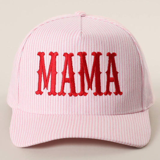 MAMA Striped Trucker Hat : PINK/RED