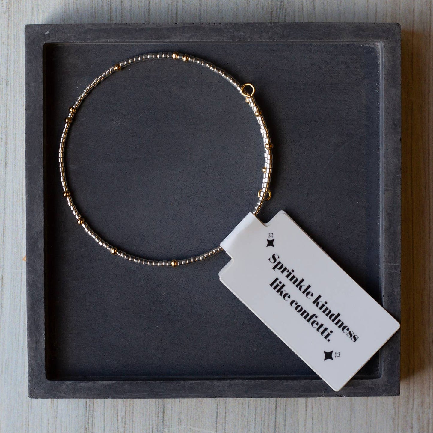 Confetti Beaded Bangle-Silver, Adjustable  Bracelets
