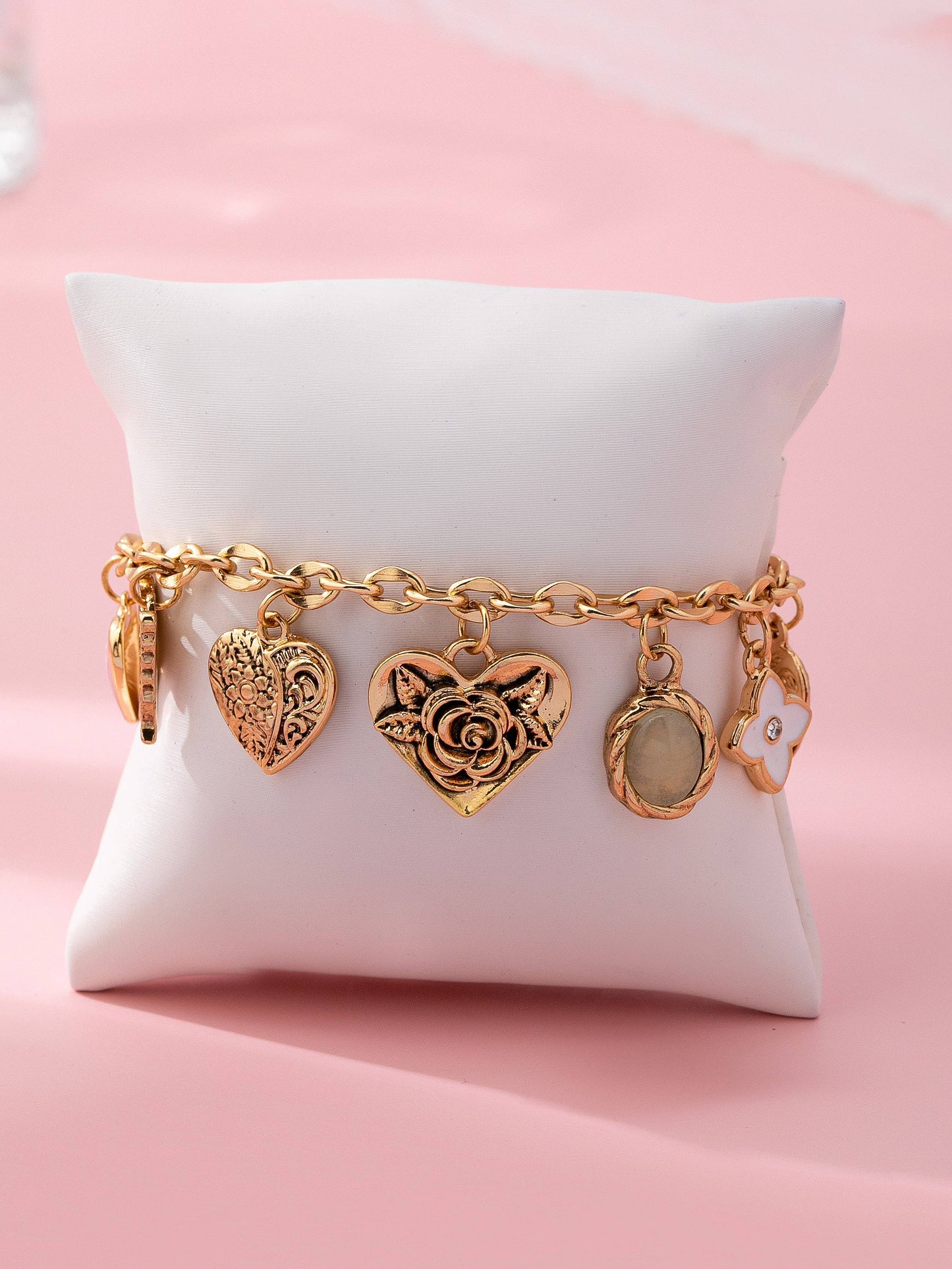 Gold Flower Charm Bracelet