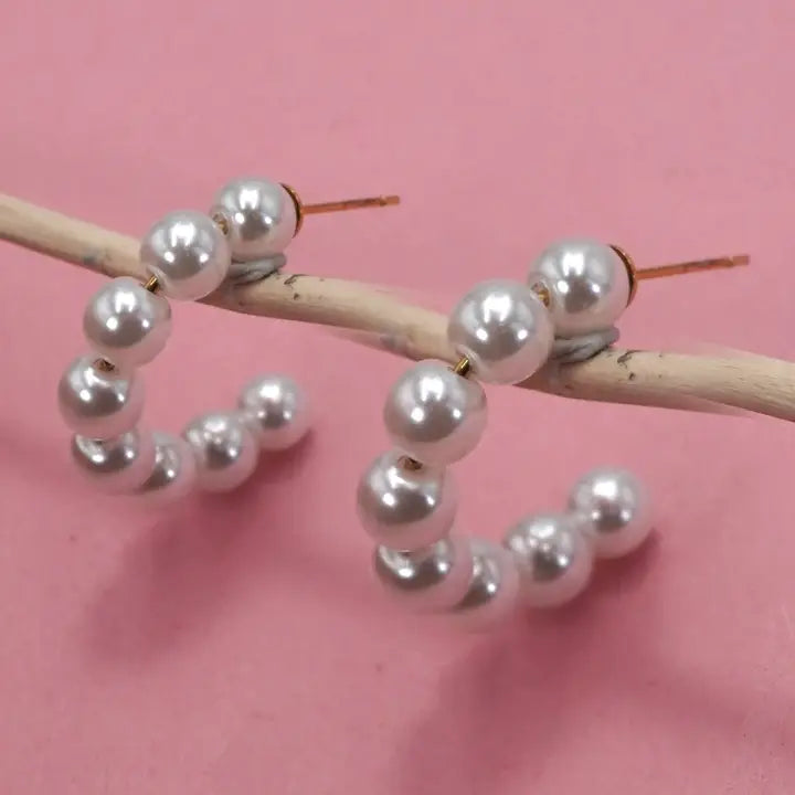 Pearl Beaded Hoop Earrings