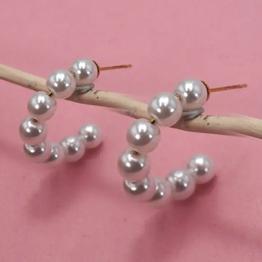 Pearl Beaded Hoop Earrings