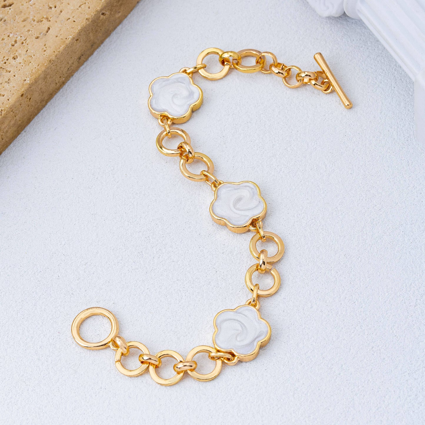 Enamel Clover Toggle Bracelet