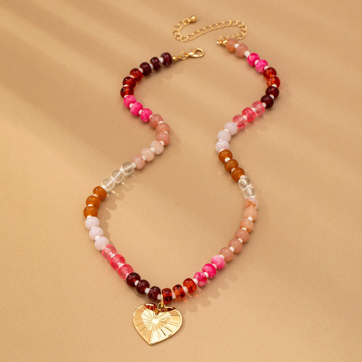 Beaded Heart Charm Necklace