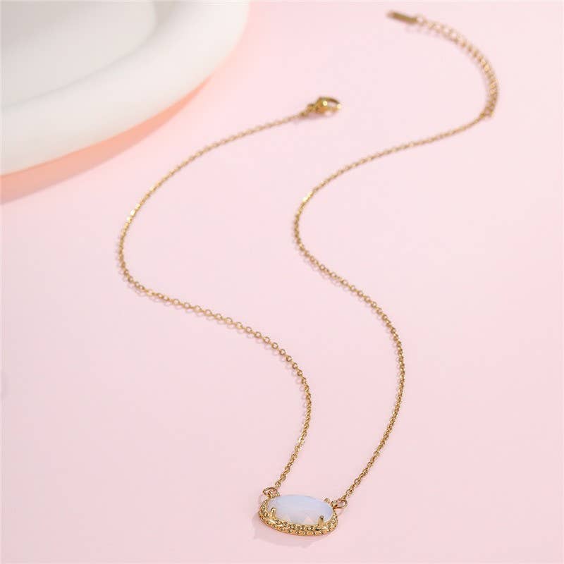 Oval Gemstone Necklace