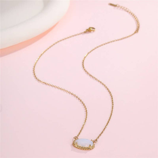 Oval Gemstone Necklace