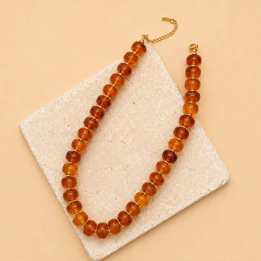 Chunky Amber Bead Necklace