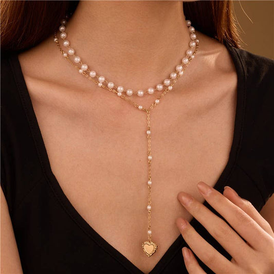 Layered Pearl Y-Necklace