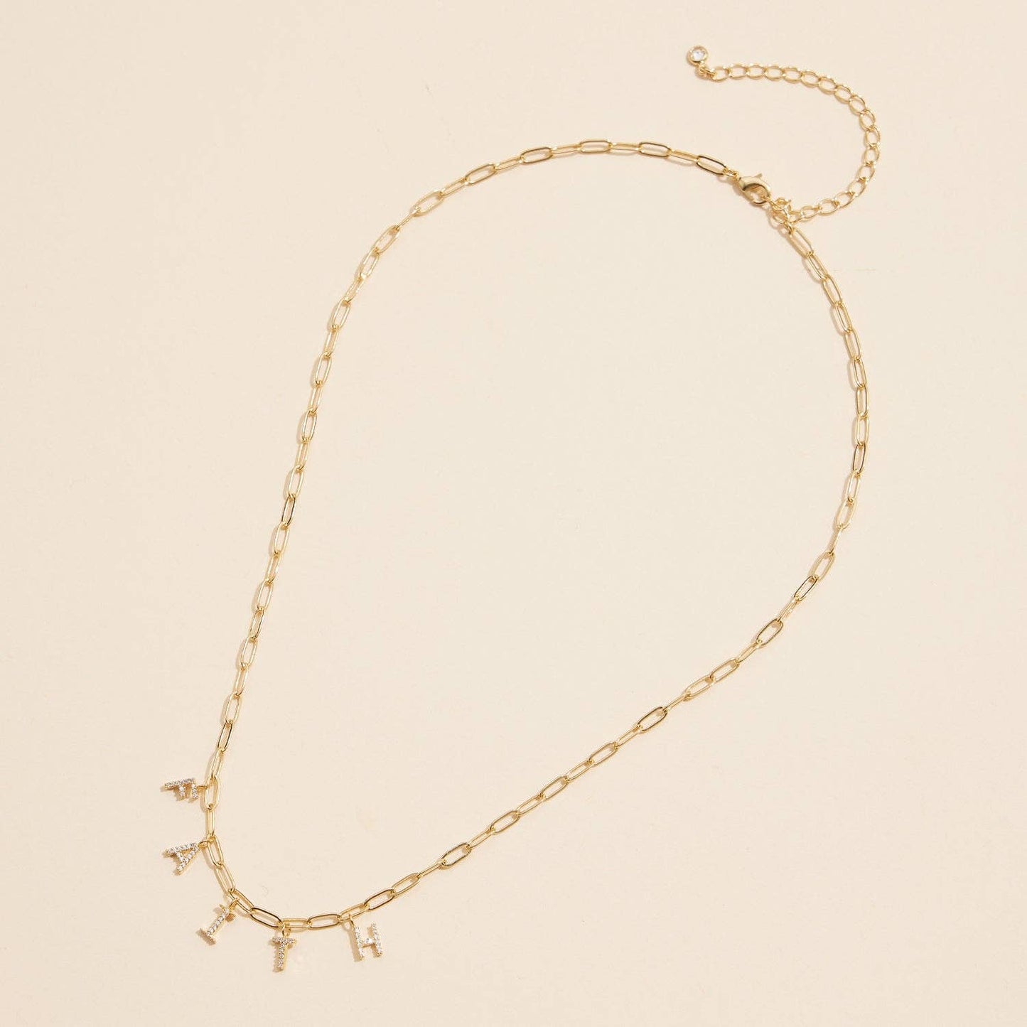 Sparkling "Faith" Silver Necklace
