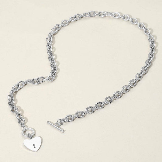 Lock Toggle Chain Necklace: Silver