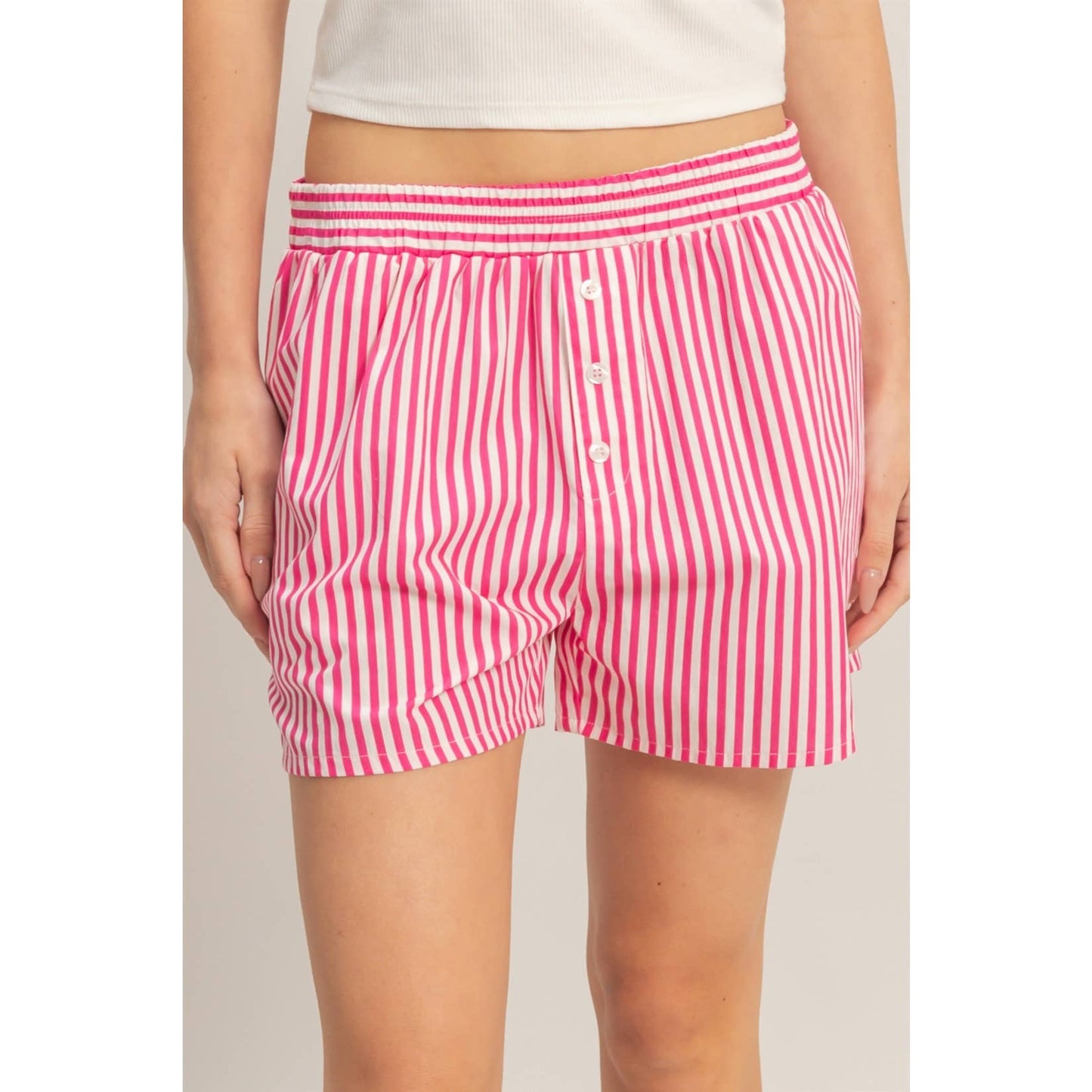 Striped Elastic Waist Boxer Shorts