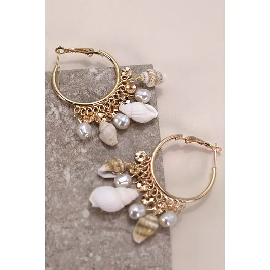 Seashell Cluster Drop Earrings