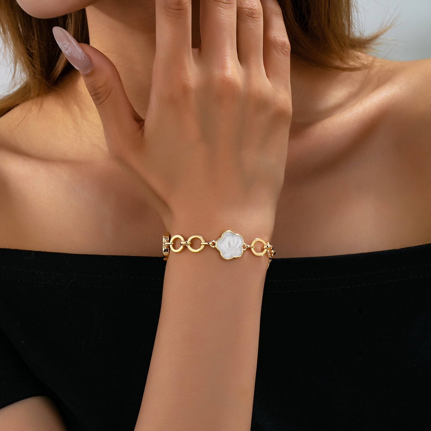 Enamel Clover Toggle Bracelet