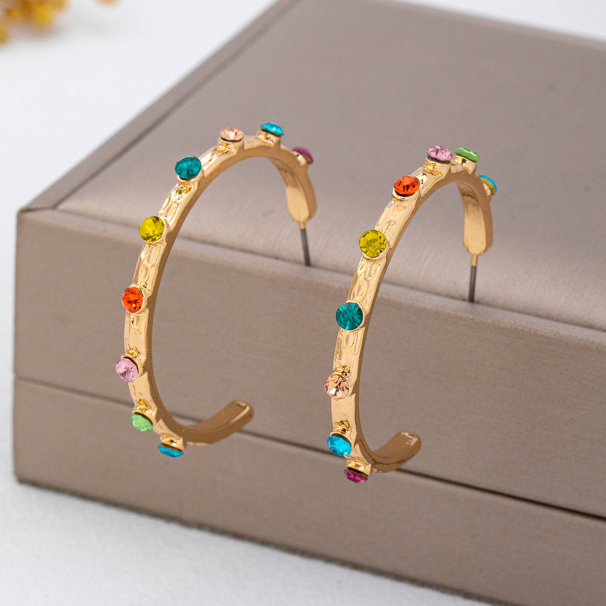Gemstone Hoop Earrings