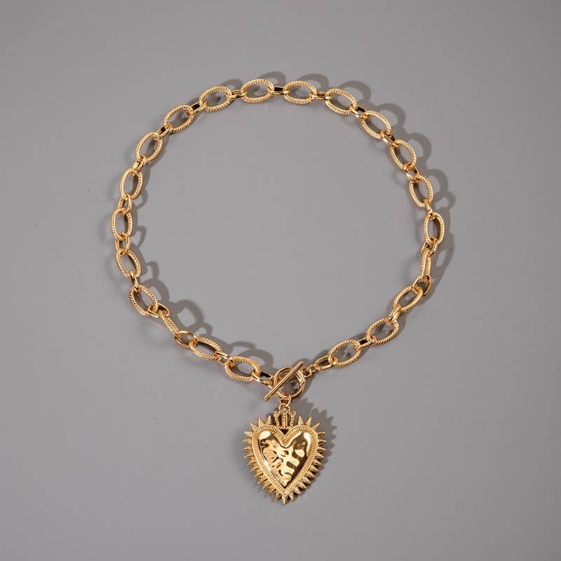 Spiked Heart Toggle Necklace