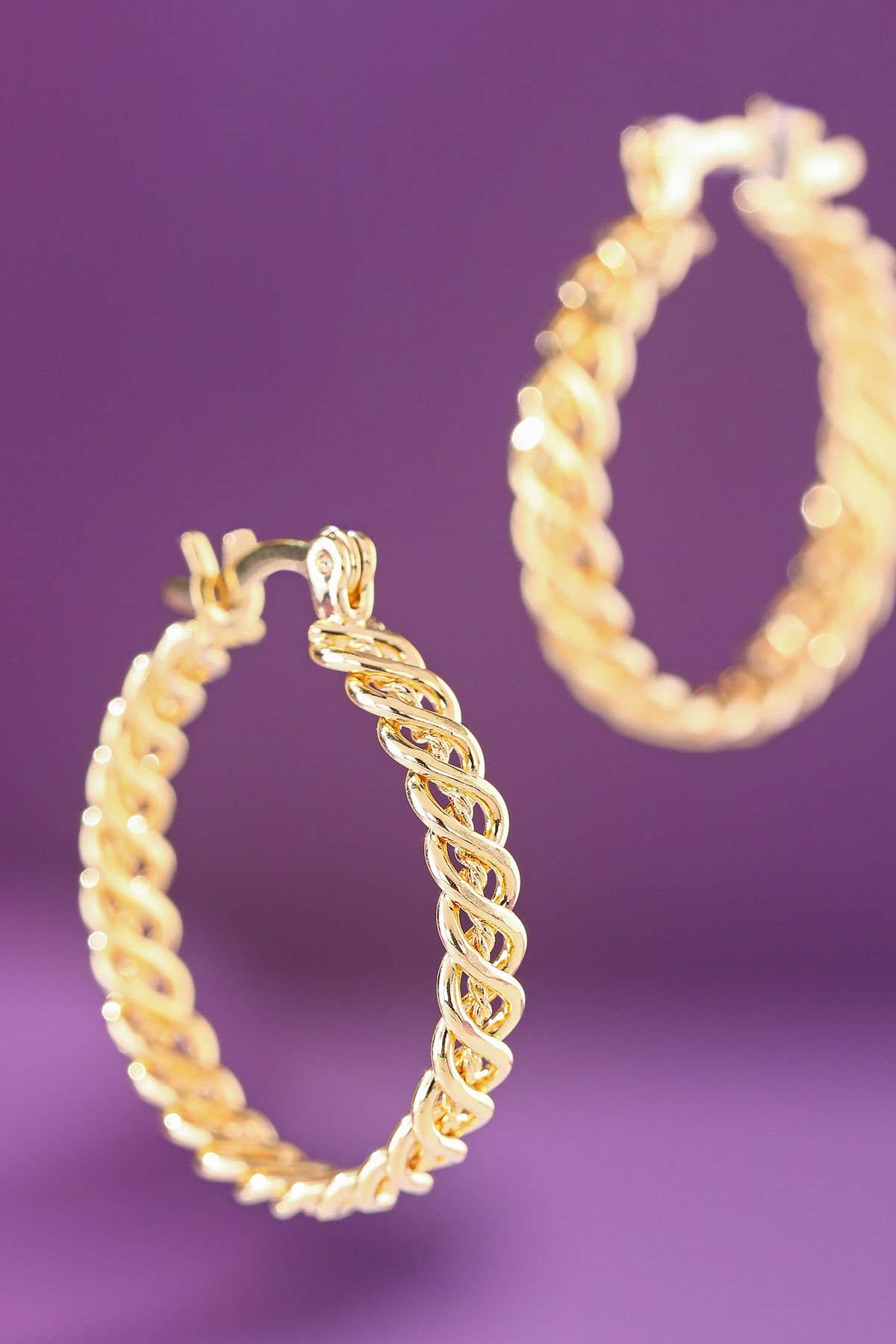 Gold Braided Hoop Earrings
