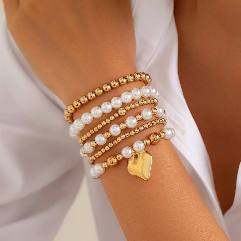 Beaded Pearl Bracelet Set