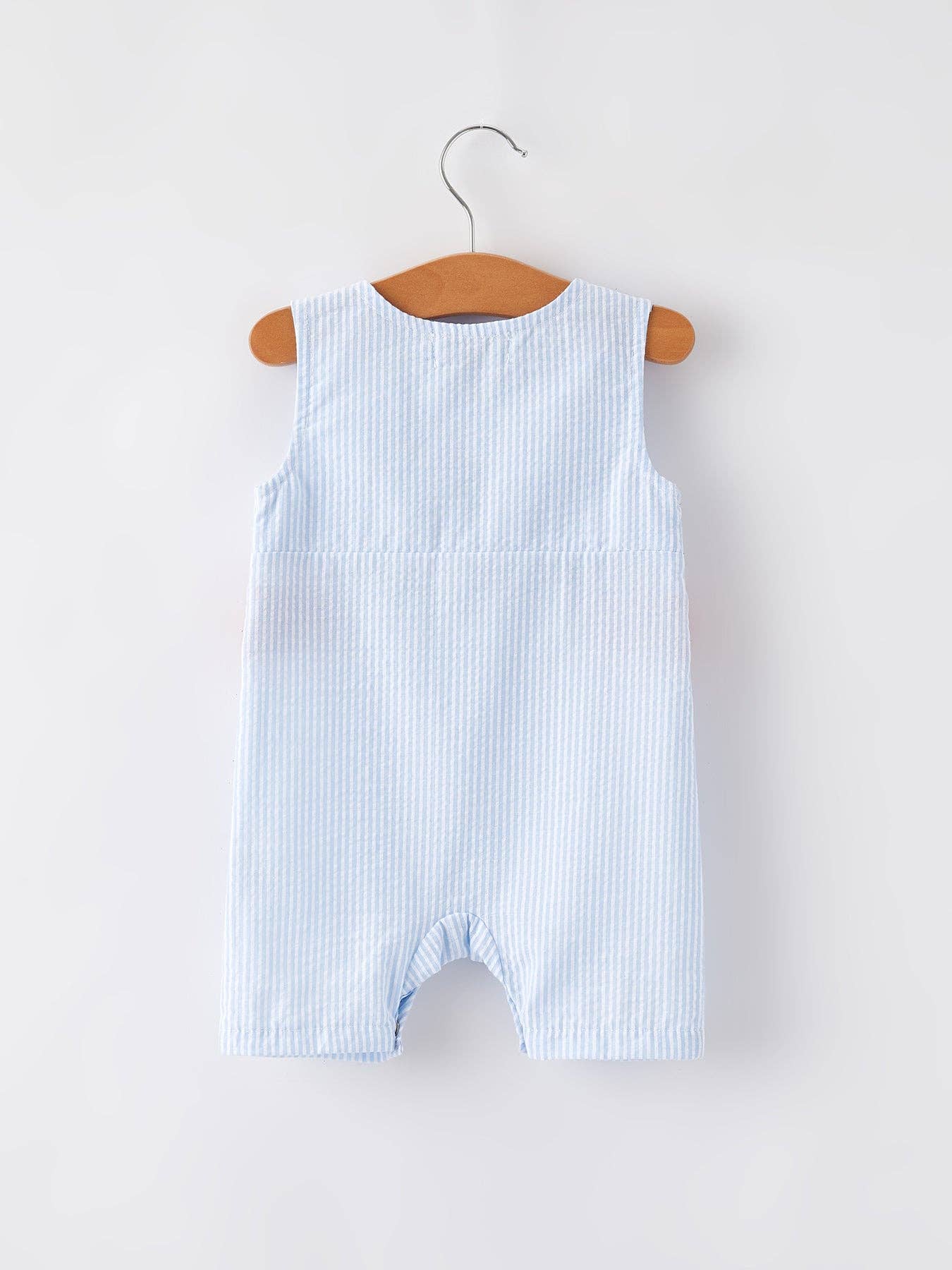 4th of july Boys' Smocking Star Embroidered Romper