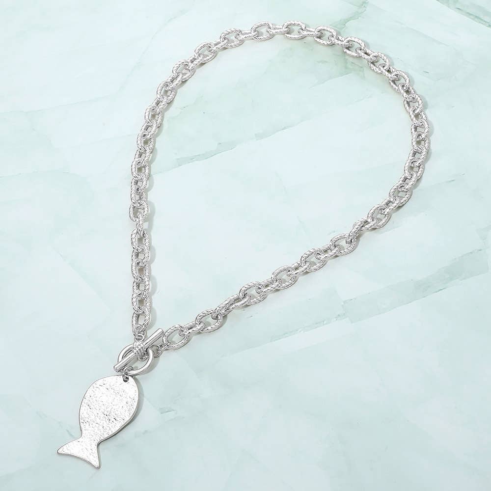 Fish Charm Toggle Necklace