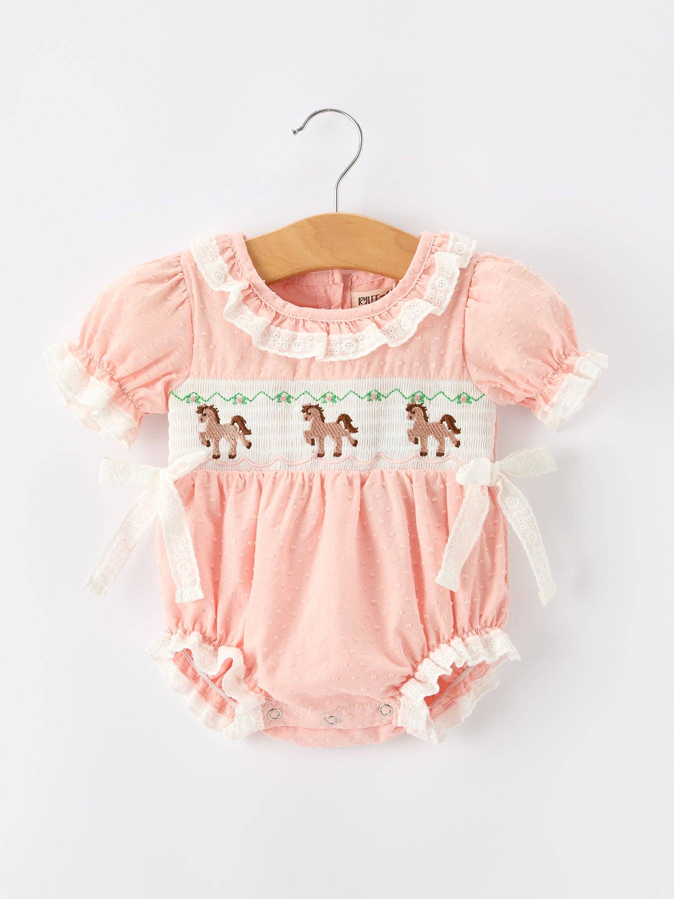Western Horse Embroidery Girls Romper