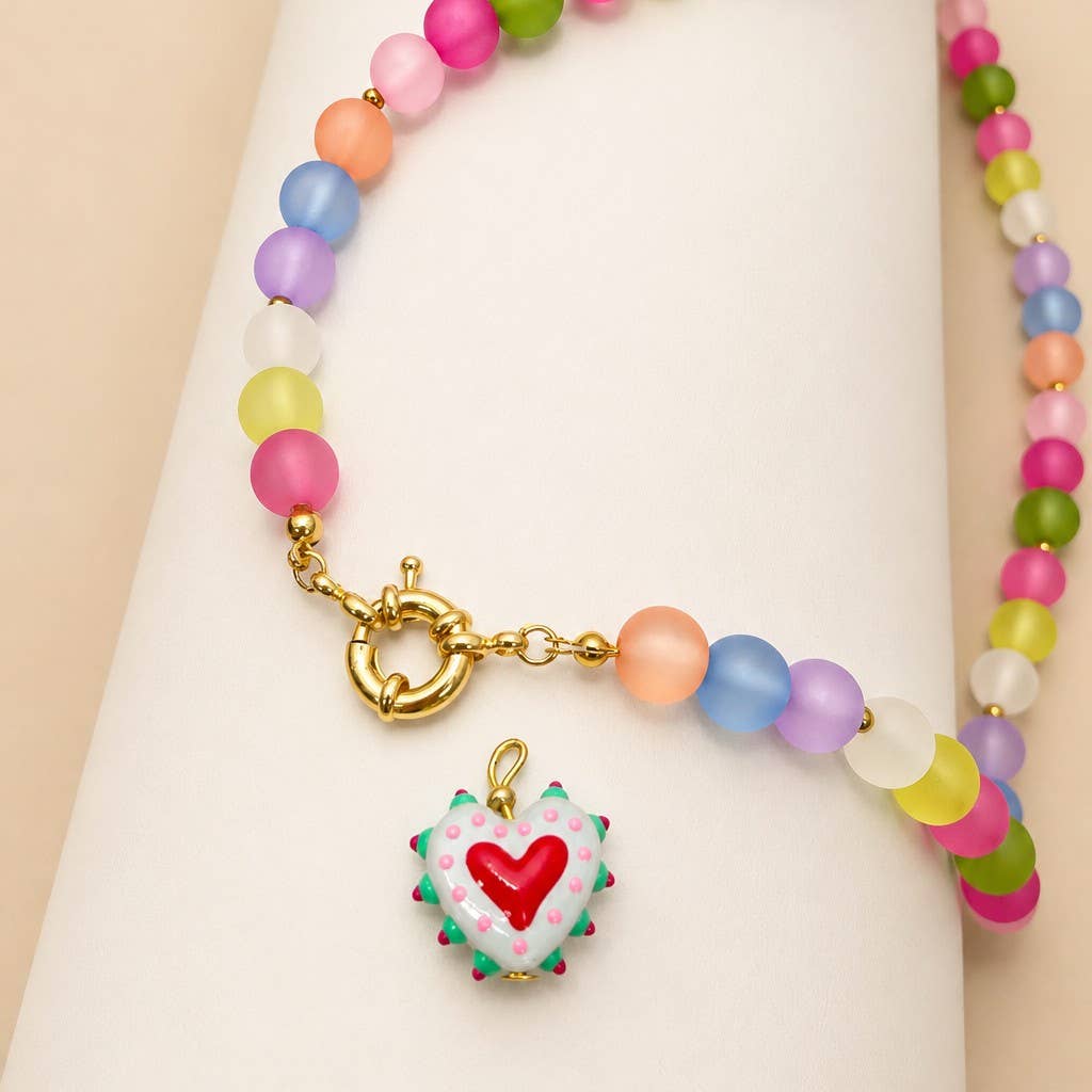 Pastel Bead Heart Necklace