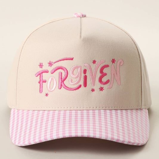 Forgiven Embroidered Gingham Brim Trucker Hat