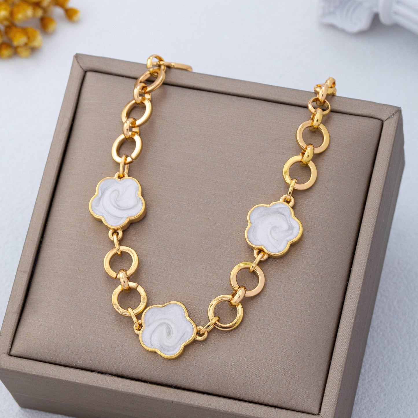 Enamel Clover Toggle Bracelet