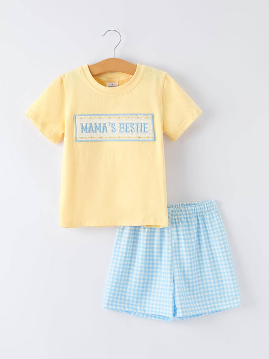"MAMA'S BESTIE " Embroidered Toddler Boys' Set