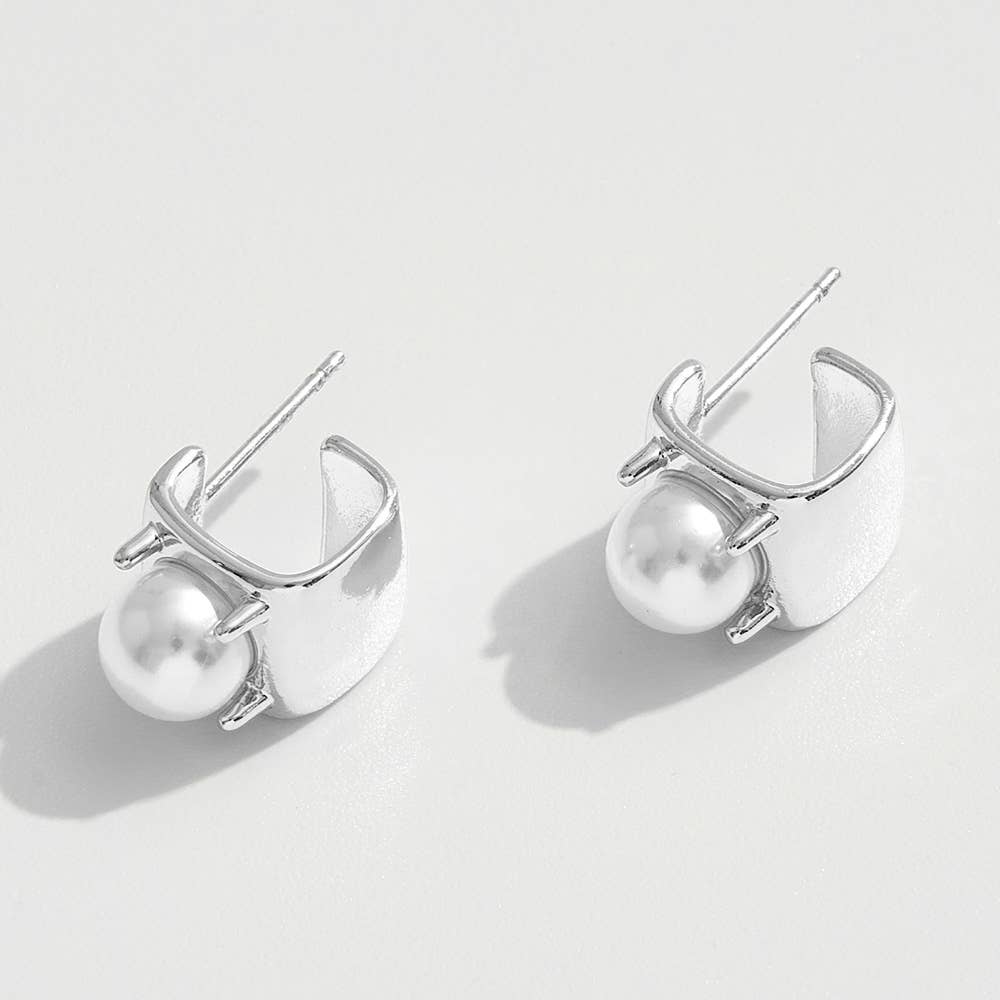 14K Gold Dipped Pearl Earrings - Silver