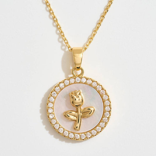 14K Dipped Flower Medallion Necklace