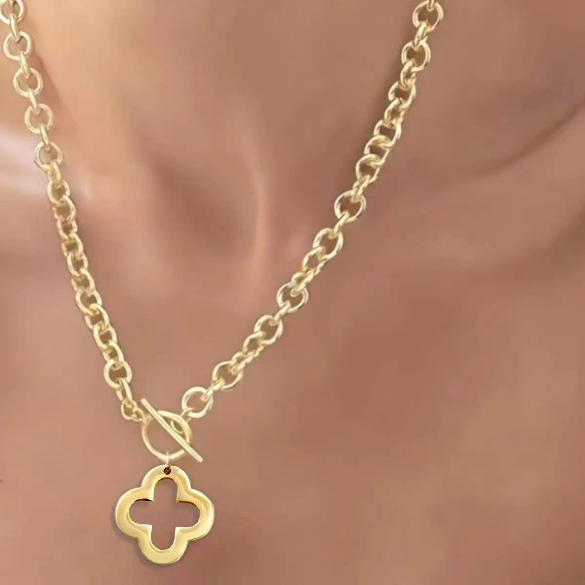 18K Stainless Steel Tarnish Free Clover Necklace
