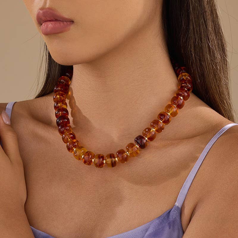 Chunky Amber Bead Necklace