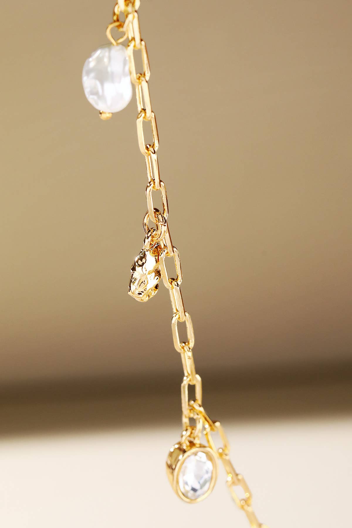 Chain Necklace with Pearl and Beaded Accents